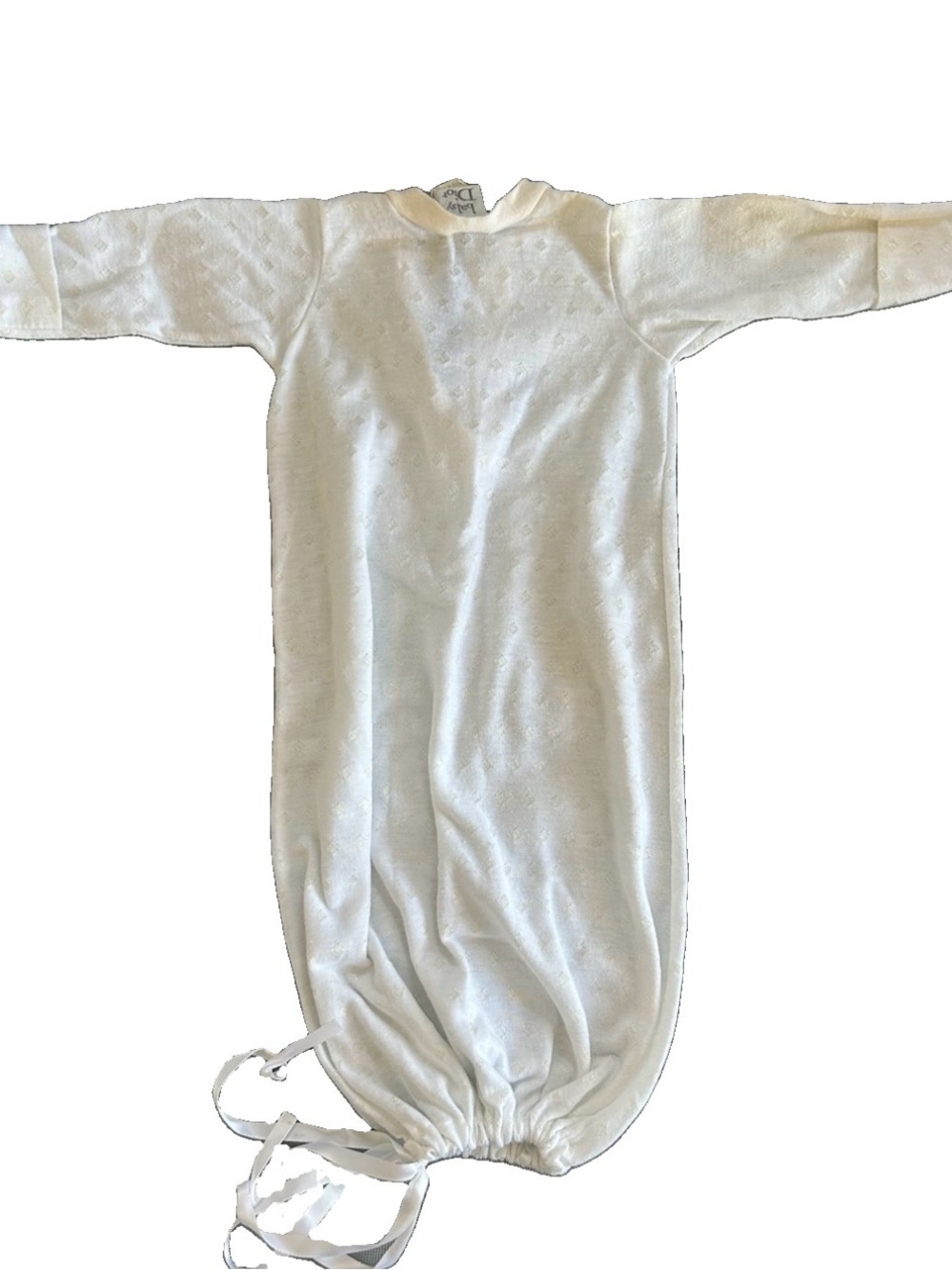 Vintage Baby Dior White Layette Sleep Gown USA Made - Picture 7 of 7